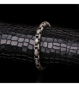 925 AYAR GÜMÜŞ DESEN MOTİFLİ ERKEK BİLEKLİK