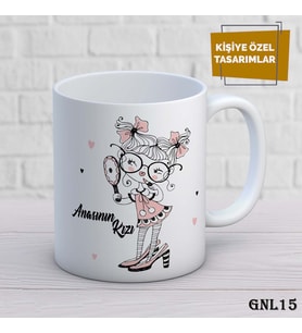 Kişiye Özel Kupa  İsimli & Fotoğraflı Premium Hediye Bardak Anasının kızı