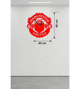 Manchester United Logolu Ahşap Duvar Saati - 40X40 Cm Taraftar Hediyesi