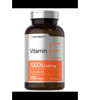 Horbäach Vitamin E 1000 IU 200 Softgel  Non-GMO, Gluten Free, Preservative Free  Vitamin E Oil. ABD MENŞEİ.3745 (Renksiz)