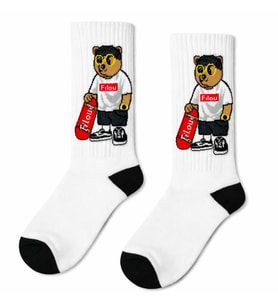 Kaykaylı Bear Desenli Tenis Çorap