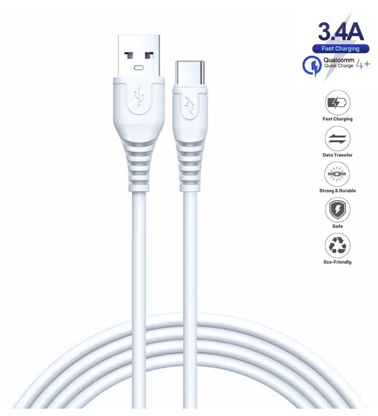 Realme 10 Uyumlu 3.4 Amper Ultra Hızlı Type-C Şarj Kablosu 1 Metre