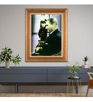 Altın Varaklı Çerçeveli Paspartulu Atatürk Tablo DC1162 (Gold)