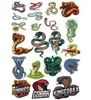Yılan Cobra Sticker-2 17 Parça Telefon, Tablet, Defter, Laptop Sticker