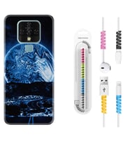 Tecno Camon 16 18P Pova 3 Pova Neo Kılıf Kablo Koruma Spiral Silikon Mavi Gece 1605