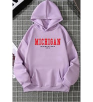 Unisex Michigan Baskılı Sweatshirt (Lila)