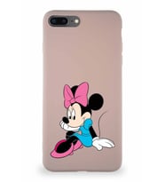 Apple iPhone 7 Plus Soft Premier Kapak Minnie Mouse-E Tasarımlı Silikon Kılıf - Pudra (Şeffaf)