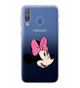 Samsung Galaxy M30  Kamera Korumalı Kapak Minnie Mouse Tasarımlı  Şeffaf  Kılıf