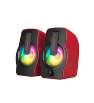 KIRMIZI - RGB IŞIKLI 1+1 HOPARLÖR SPEAKAER SET USB KABLO 2.0 MULTİMEDYA - 6W (5668)