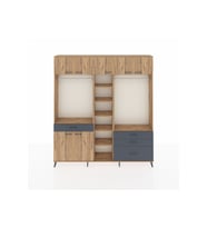 Arges Dolap 11 Raflı 4 Çekmeceli 2 Askılı 220x30x243 Çam-Çam/Antrasit