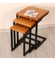 Krasiva U Zigon Masif Naturel Renk Sehpa Takımı 43*43*h61 Cm (Karışık)