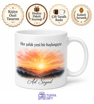 İsimli Şafak Temalı Özel Baskılı Kupa Bardak Hediye Porselen Mug