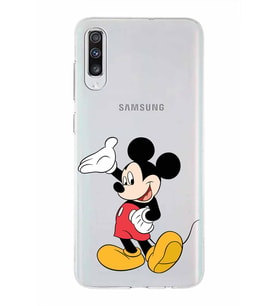 Samsung Galaxy A70s   Kapak Mickey Mouse Tasarımlı Şeffaf Silikon Kılıf