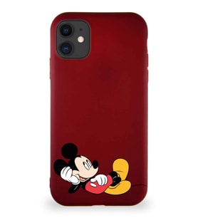 Apple iPhone 11 Soft Premier Kapak Mickey Mouse-F Tasarımlı Silikon Kılıf - Mürdüm (Şeffaf)