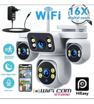 Kör Noktasız! 4 Kameralı Akıllı PTZ WiFi Kamera Hieasy Uygulama (Siyah - Açık Gri)