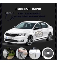 Skoda Rapid Oto Araç Kapı Koruma Fitili 5metre Parlak Siyah Renk