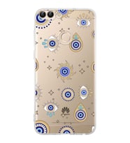 PrintiFy Huawei P Smart ile Uyumlu Nazar Boncuğu 5  Kamera Korumalı Şeffaf Silikon Kılıf