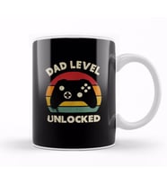 Dad Level Unlocked Gaming New Dad Baby Announcement Fathers Day Daddy To Be Video Game First Kupa Bardak Porselen
