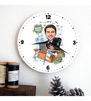 Para İçinde Yüzen Erkeğe Hediye Kişiye Özel Karikatürlü Duvar Saati