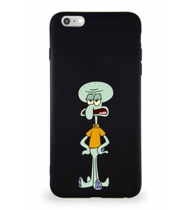 Apple iPhone 6S Plus Soft Premier Kapak Squidward Dokunaç Tasarımlı Silikon Kılıf - Siyah (Şeffaf)