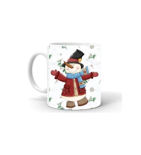 Yılbası Noel Temalı Baskılı Seramik Beyaz Kupa