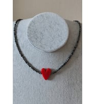 CAM MURANO, HEMATİT DOĞALTAŞ KOLYE