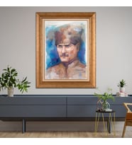 Altın Varaklı Paspartulu Çerçeveli Tablo rv931