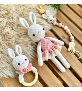 Zeynphobidunyam Amigurumi Pembe Tavşan 3 lü set