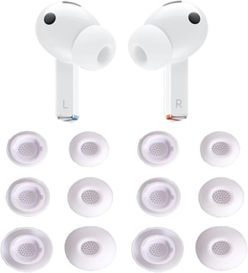 Samsung Galaxy Buds 3 Pro Aksesuarları için Yedek Silikon Kulaklık Ucu Seti Kulaklık Kulak Uçları, 6 Çift (3 Boyut S/M/L) (Beyaz)