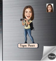 Kişiye Özel Fotoğrafcı Kadın Ahşap Magnet -1