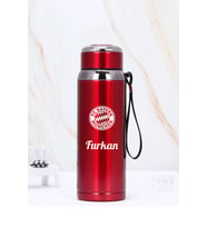 1 Litre Paslanmaz Çelik Takım Baskılı Termos  12 Saat Sıcak Soğuk Tutma  Dayanıklı Yapı (Kırmızı)