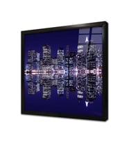 New York Gece Çerçeveli Cam Tablo