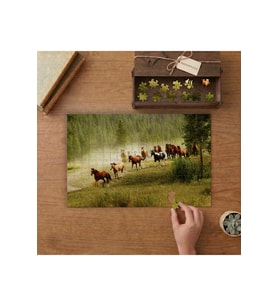 Koşan At Sürüsü Tasarımı 240 parça Ahşap Puzzle Ahşap Kutuda MP07991