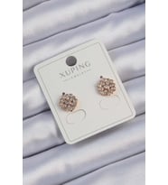 Xuping Rose Gold Renk Zirkon Taş Kaplama Oval Küpe