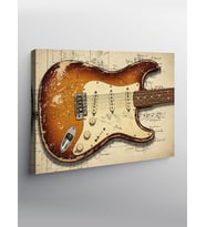 Kanvas Tablo Vintage Elektro Gitar Çizimi