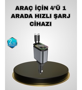 Araç Şarj Adaptörü 66W PD QC Hızlı Şarjlı ve Çekilebilir Kablolu