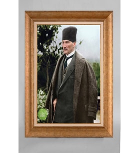 Çerçeveli Paspartulu Atatürk Tablo a408 (Gold)