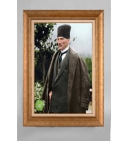 Çerçeveli Paspartulu Atatürk Tablo a408 (Gold)