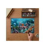 Suda Yüzen Ahtapot Tasarımı 240 parça Ahşap Puzzle Ahşap Kutuda MP00994