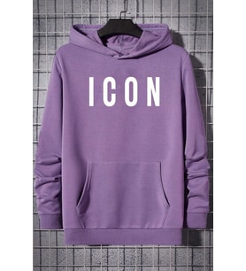 Unisex Icon Baskılı Sweatshirt (Lila)