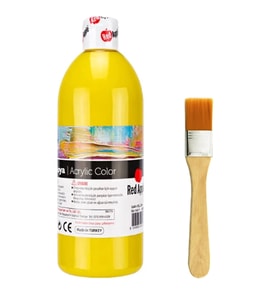 Sarı Akrilik Boya 500 Gram Zemin Fırça Ahşap Boyama Seti Akrilik Set