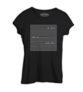 Pencere Çizgi Siyah Kadın Tshirt