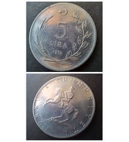 1974 Akmonital 5 lira (çil/1974-yılı değerli ) eski madeni para (Çok Renkli)