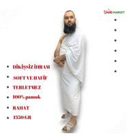 UMRE MARKET 1350 GR A KALİTE %100 PAMUK 2PARÇA İHRAM HAC VE UMRE İHRAMI (Beyaz)