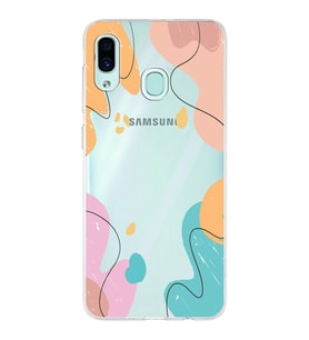 Samsung Galaxy A30 Uyumlu Kapak Karışık Renkler Tasarımlı Şeffaf Silikon Kılıf