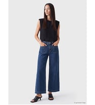 LCWAIKIKI Classic İndigo Yüksek Bel Wideleg Kadın Jean Pantolon
