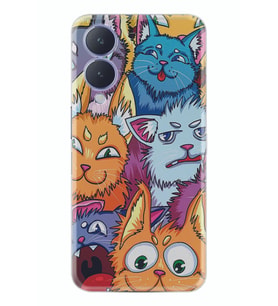 Vivo Y17s Kılıf Silikon Desen Özel Seri Kediler 1723