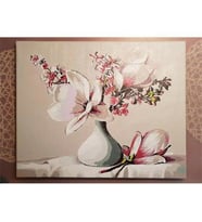 Beyaz Vazo Ve Çiçekler Sayılarla Boyama Seti 40x 50 cm (Tuvale Gerili)