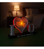 Riva Self I Love U Temalı Işıklı Resim ve Dekoratif Anı Objesi (Beyaz - Kırmızı - Siyah)