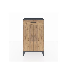 Arges Komodin 2 Raflı Tek Çekmeceli 2 Kapaklı 60x30x106 Antrasit-Çam